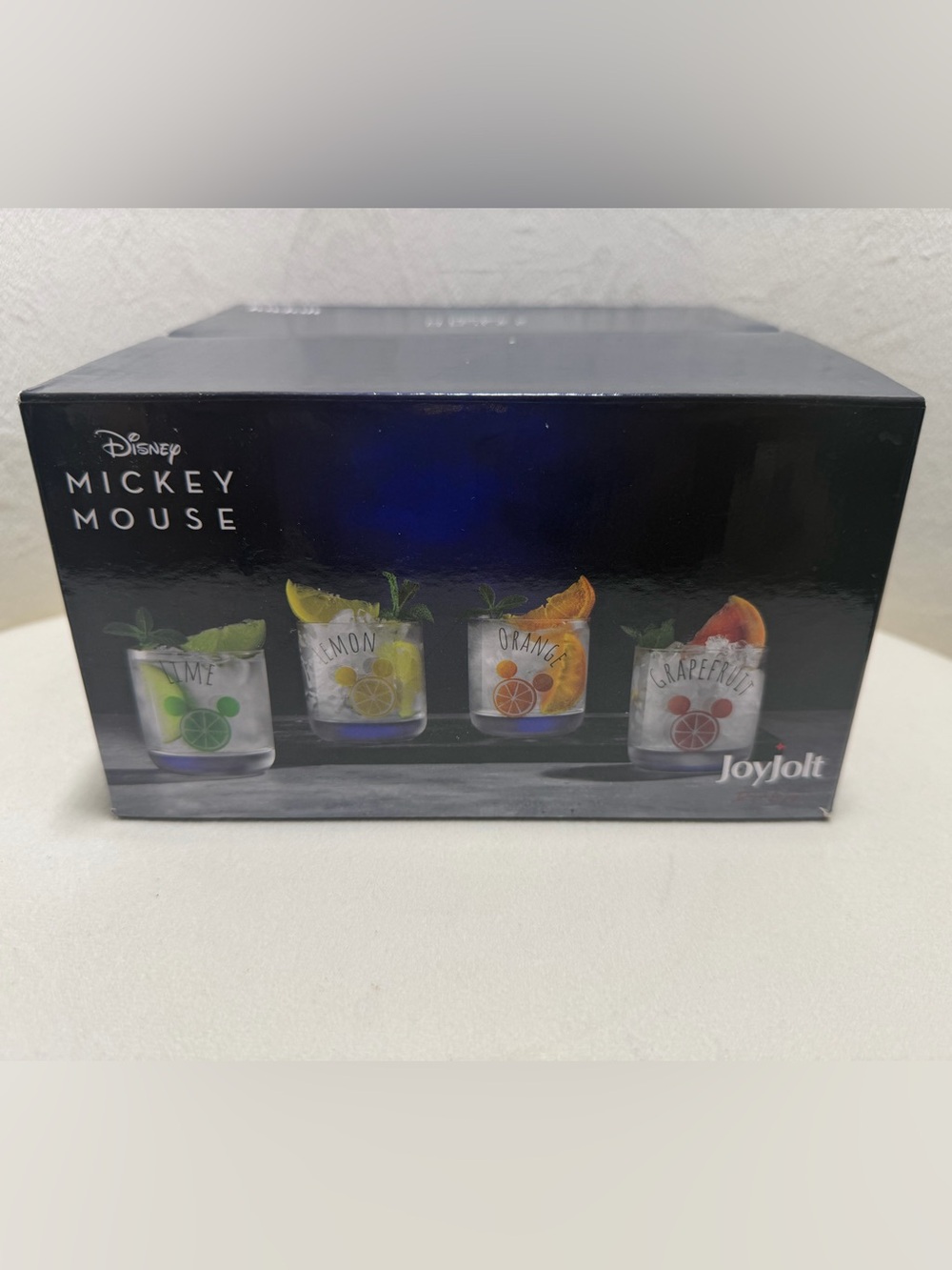 JoyJolt Disney Mickey Mouse Citrus Drinking Glasses Set of 4 New